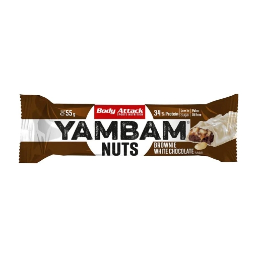 Attēls YAMBAM Crunch Bar 55g - Brownie White Chocolate Body Attack