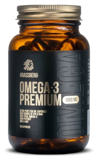 Attēls Grassberg Omega 3 Premium 1000mg - 60 Kapsulas - Naskor