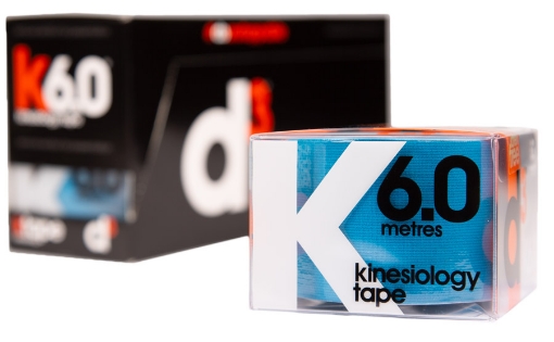 Attēls K6.0 Kinezioloģiskā Lente Elektriski Zila 5 cm x 6 m - d3Tape